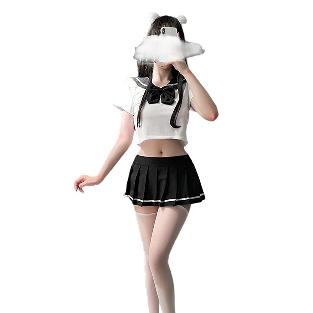 7617 Japanese School Girls Uniform lattice Pleated Skirt Anime Cosplay